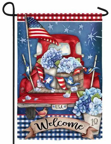 Patriotic Truck Welcome Garden Flag