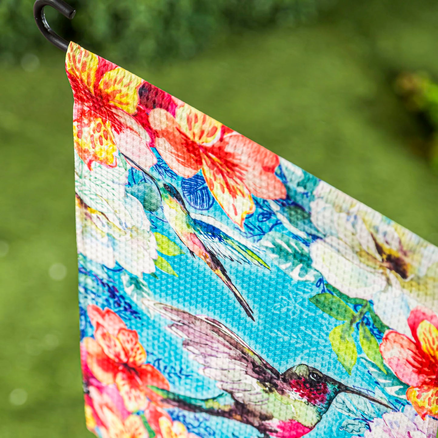 Bright Flowers and Hummingbirds Garden Flag
