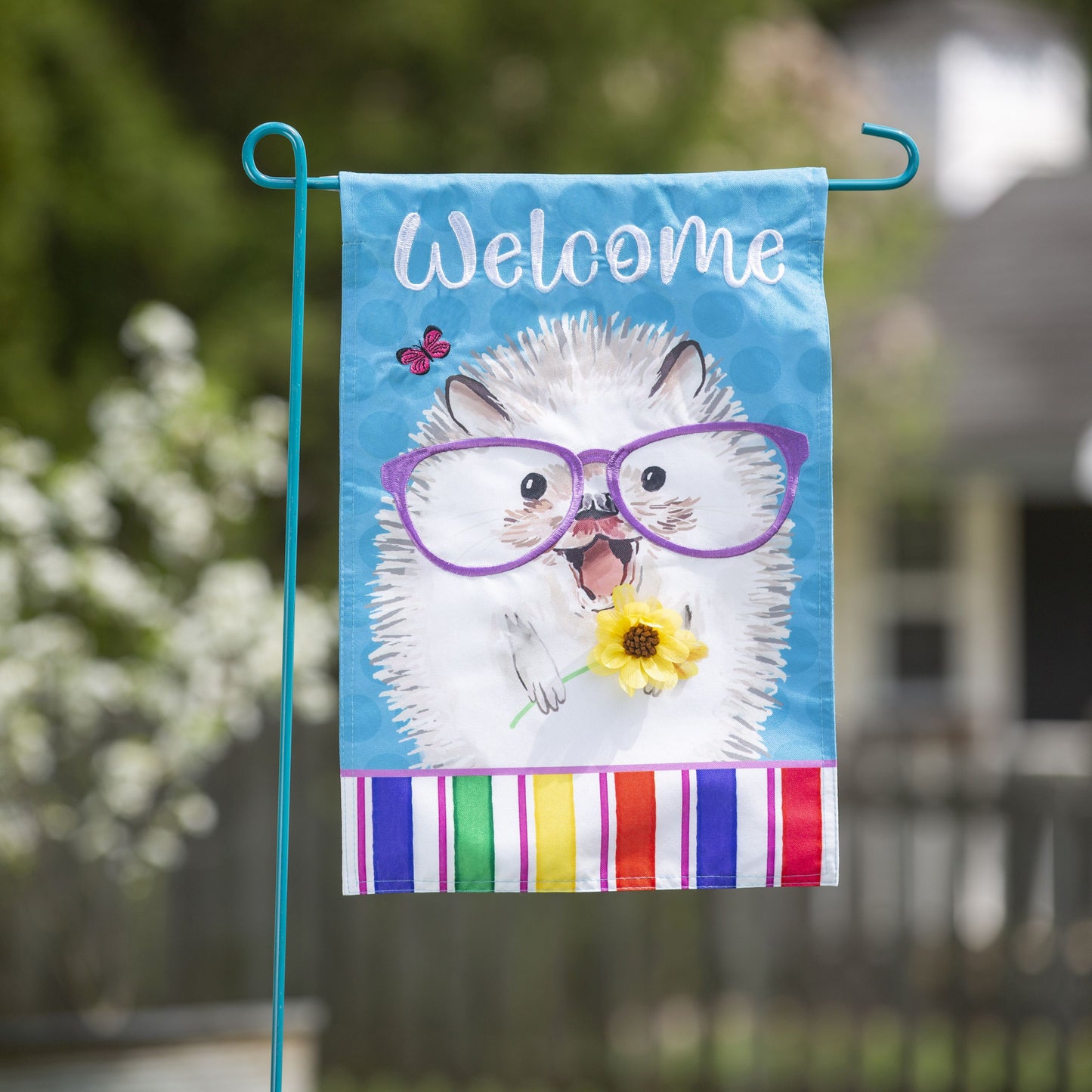 Welcome Hedgehog Pal Garden Flag