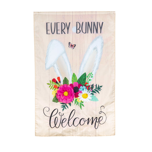 Every Bunny Welcome Printed/Applique House Flag; Polyester 28"x44"