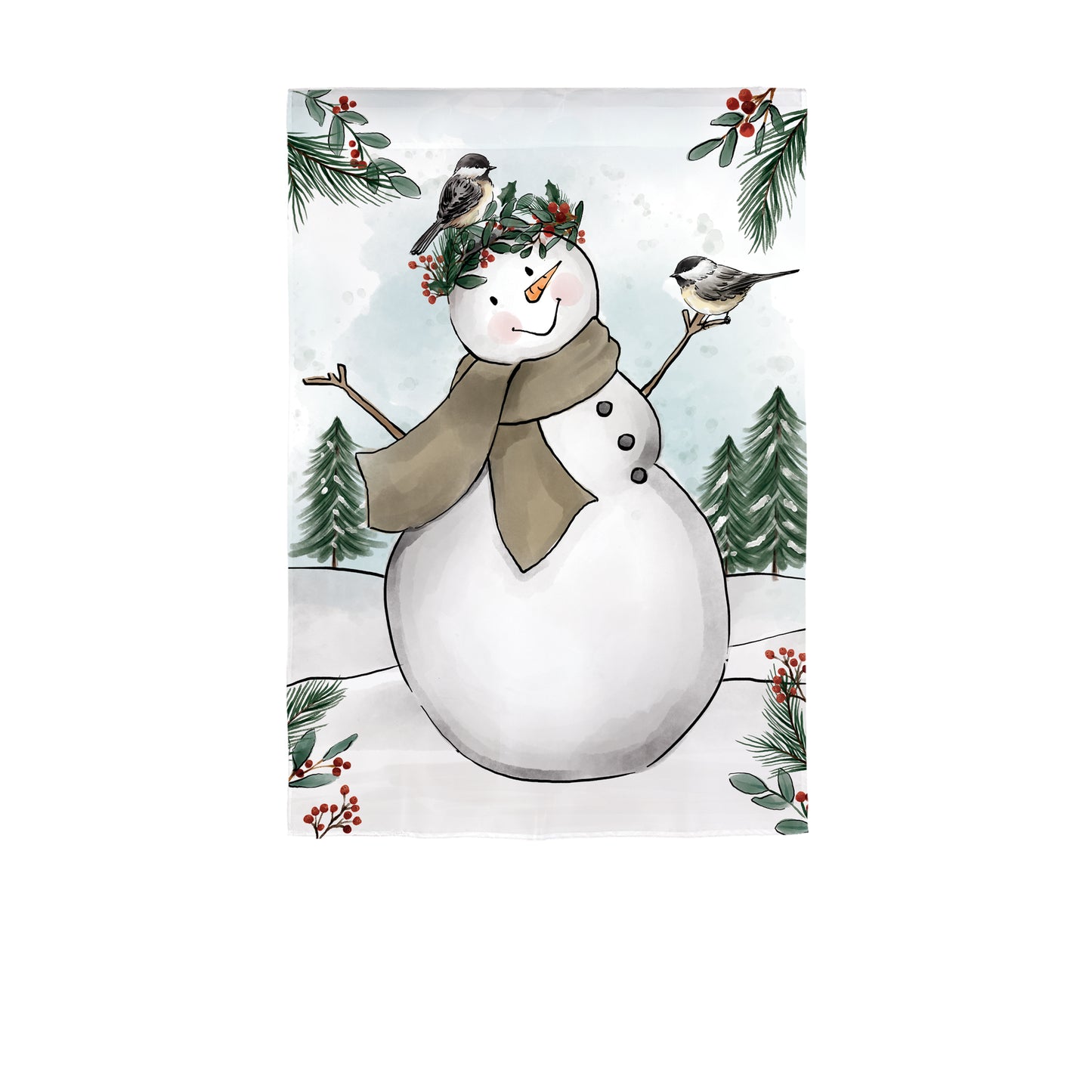 Snowman Applique House Flag; Polyester 28"x44"