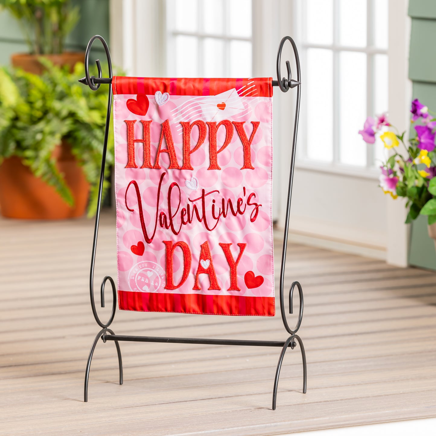 Happy Valentine's Day Printed/Applique House Flag; Polyester 28"x44"