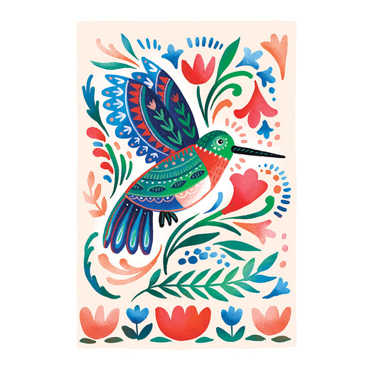 Patterned Hummingbird Applique House Flag; Polyester
