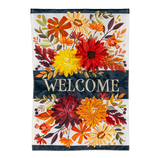 Fall Floral Printed/Applique House Flag; Polyester 28"x44"