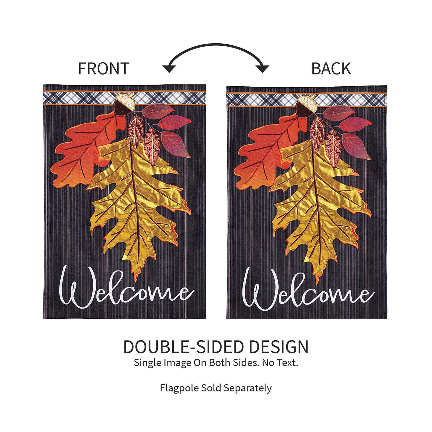 Welcome Autumn Leaves Printed/Applique House Flag; Polyester 28"x44"