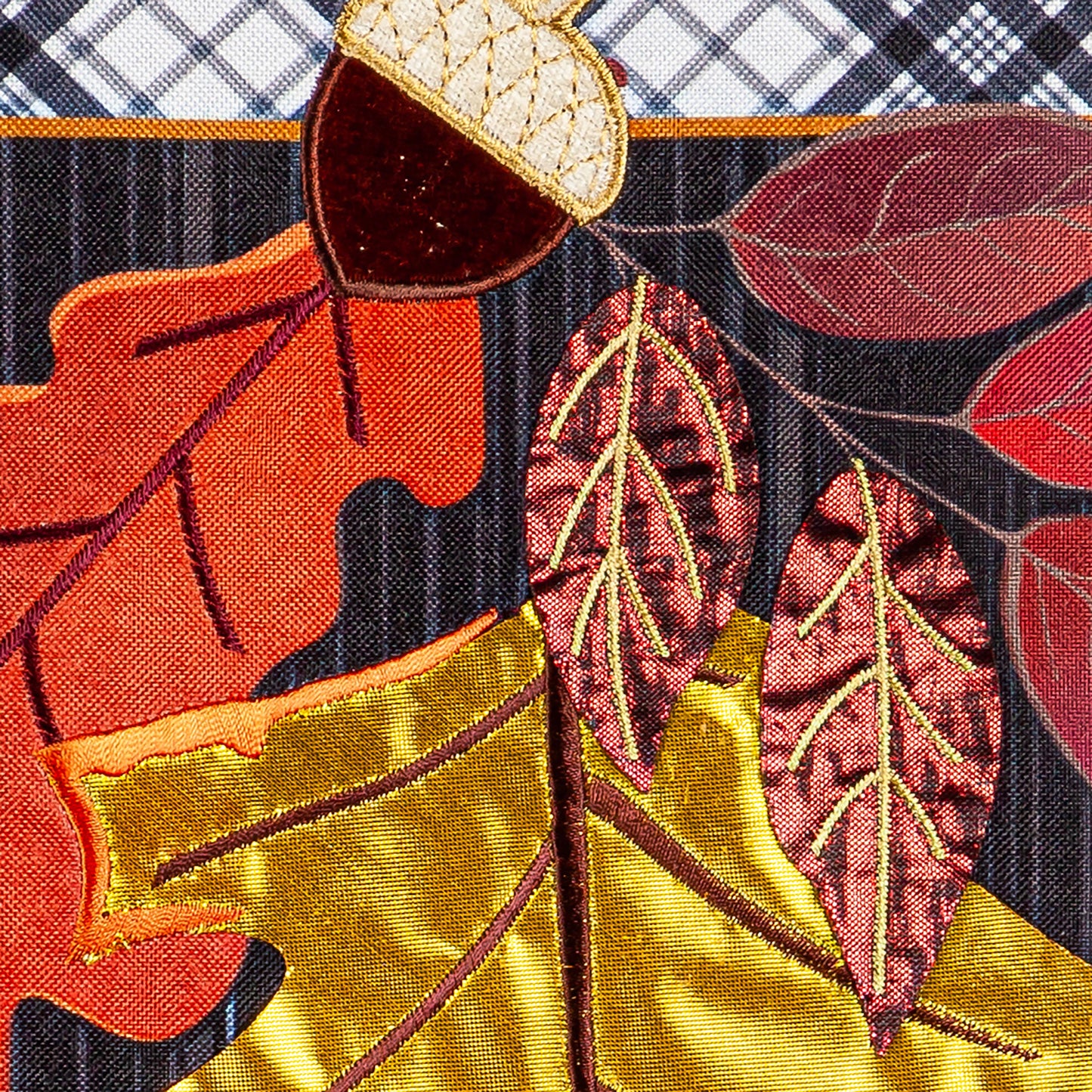 Welcome Autumn Leaves Printed/Applique House Flag; Polyester 28"x44"