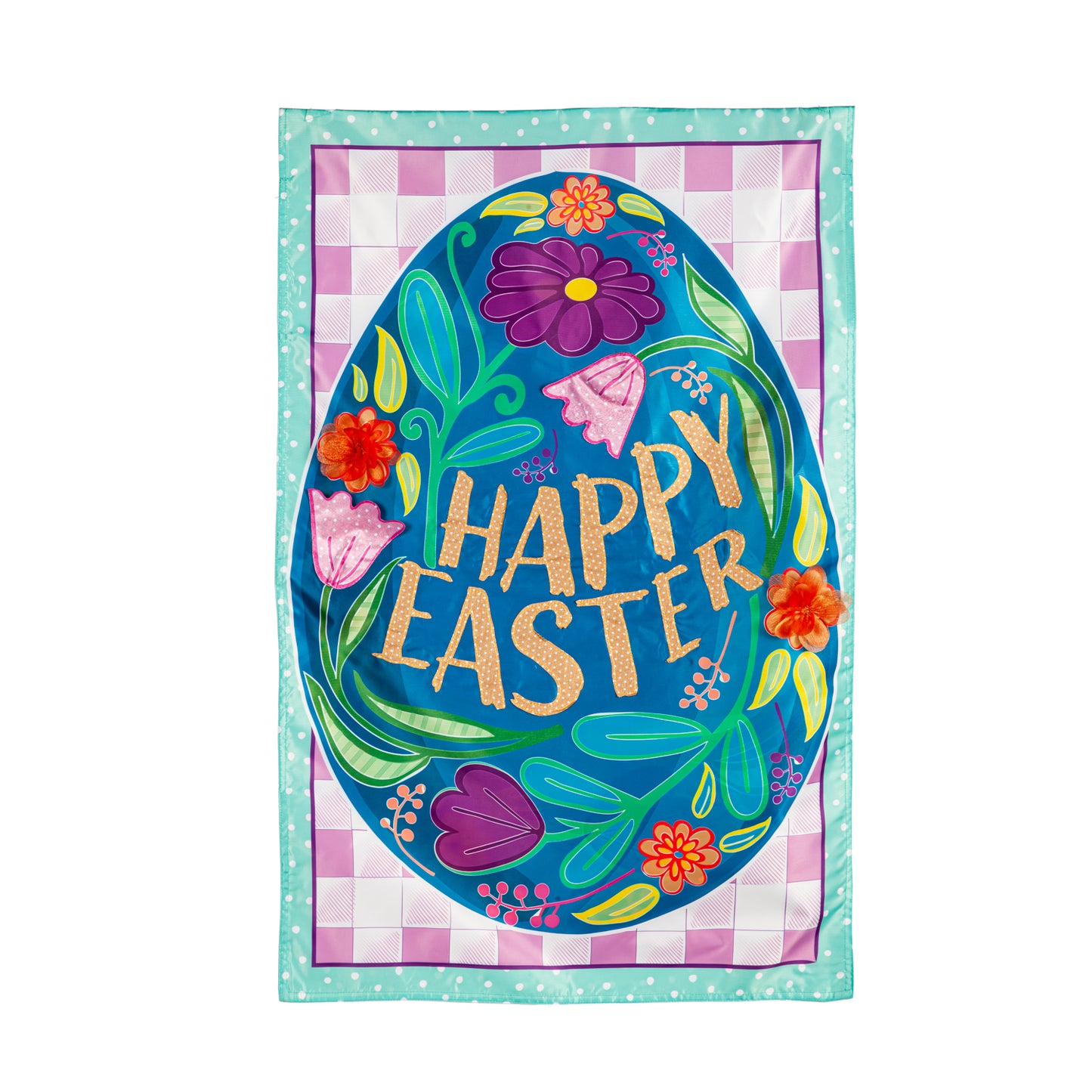 Happy Easter Egg Printed/Applique House Flag; Polyester 28"x44"