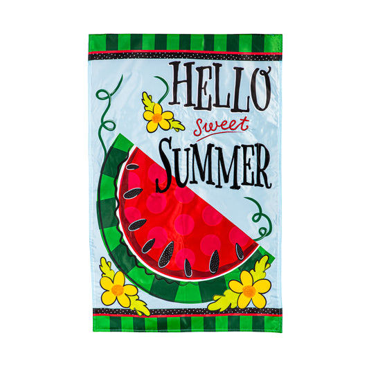 Hello Sweet Summer Printed/Applique House Flag; Polyester 28"x44"