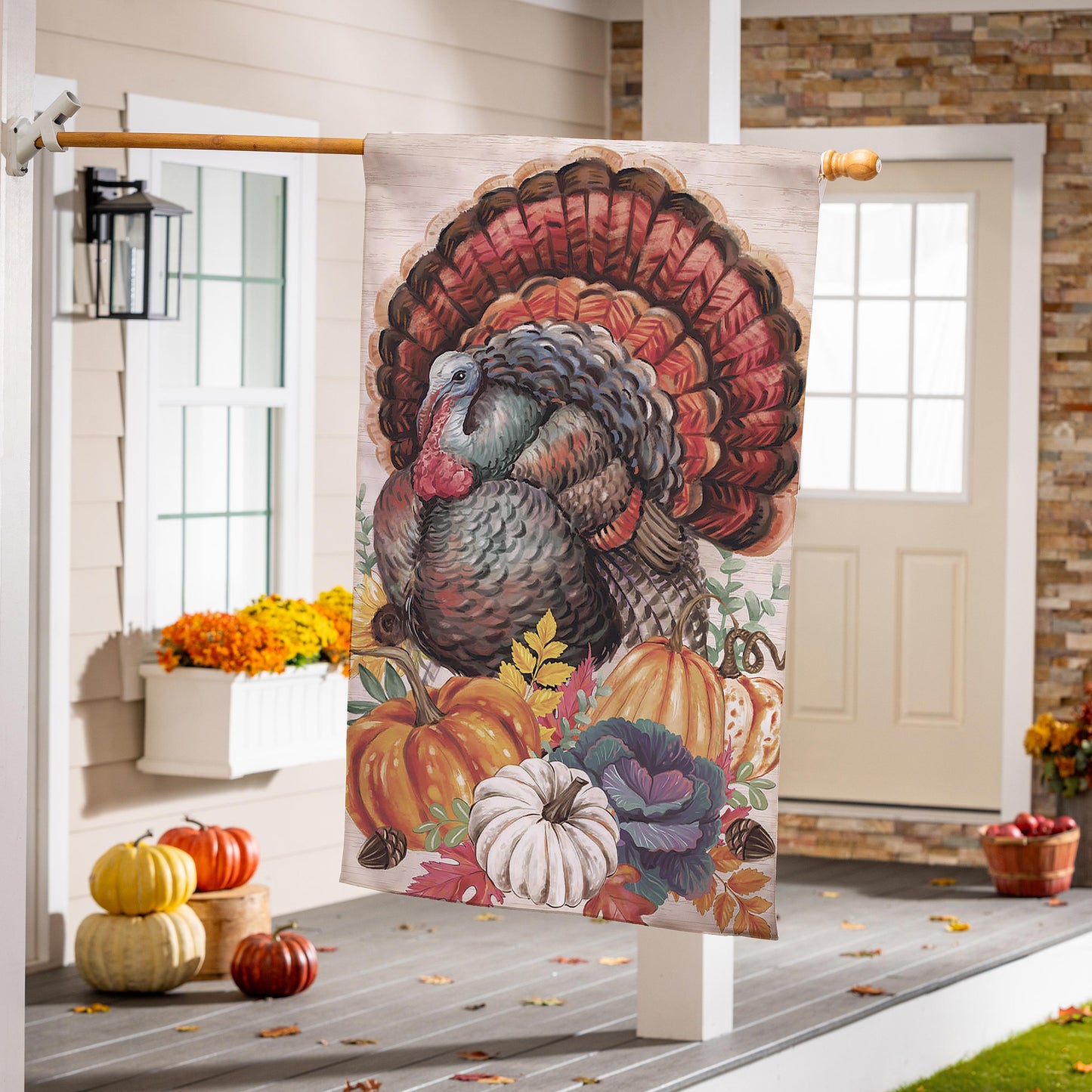 Elaborate Turkey Printed/Applique House Flag; Polyester 28"x44"