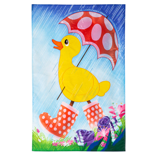 Spring Duckling Printed/Applique House Flag; Polyester 28"x44"