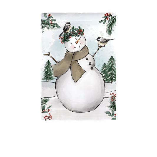 Winter Friend Snowman Garden Flag; Polyester 12.5"x18"