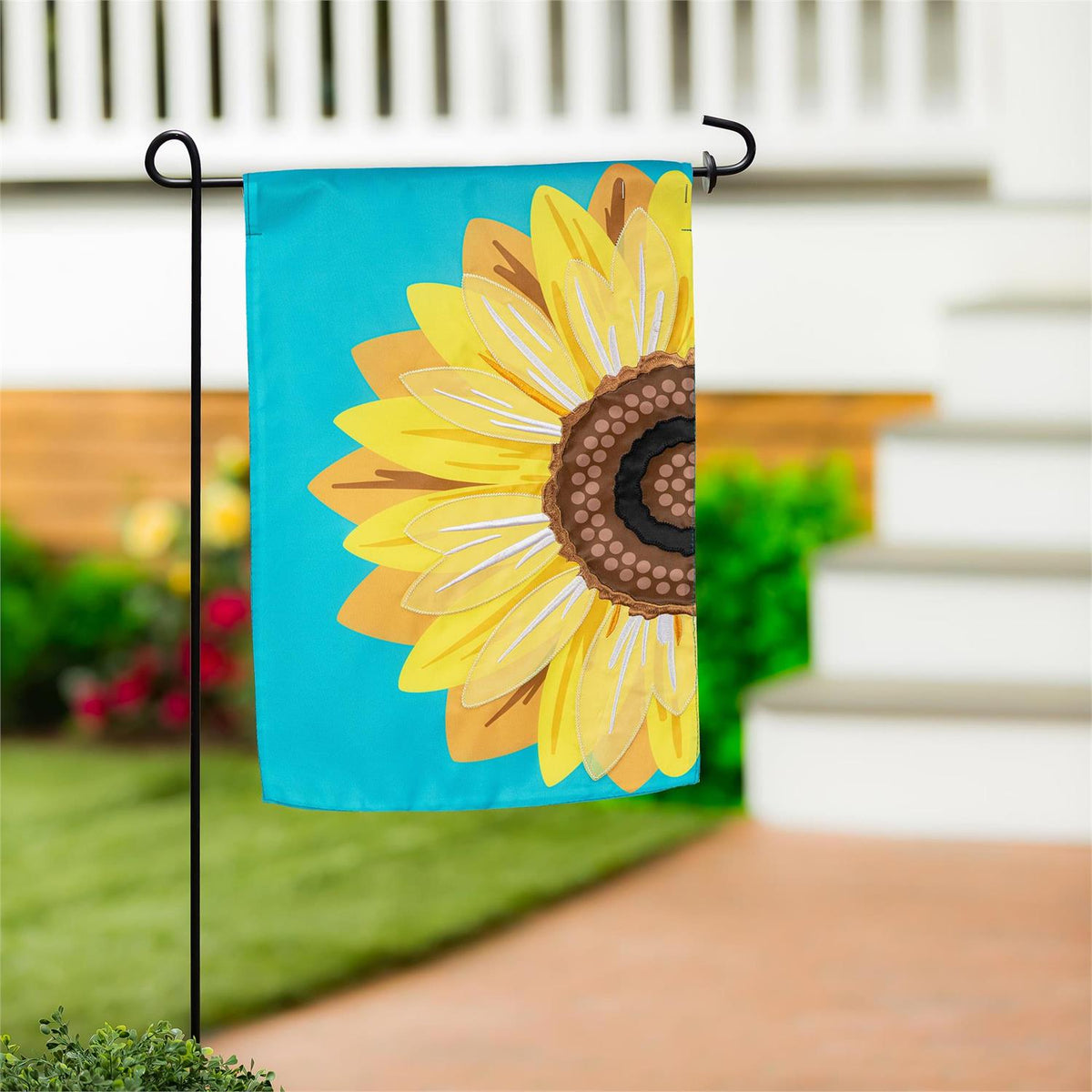 Sunflower Basic Printed/Applique Garden Flag; Polyester 12.5"x18"