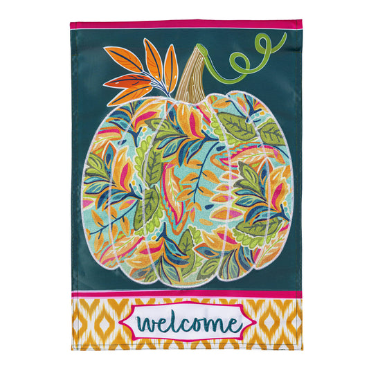 Patterned Jacobean Floral Pumpkin Garden Flag
