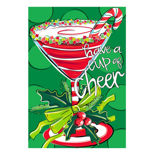 Have a Cup of Cheer Applique Garden Flag; Polyester 12.5"x18"