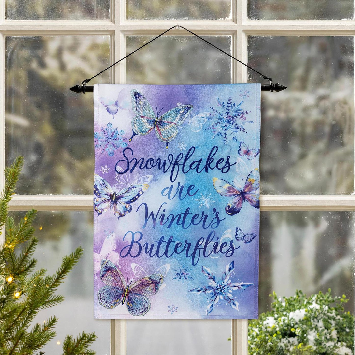 Season To Sparkle Applique Garden Flag; Polyester 12.5"x18"