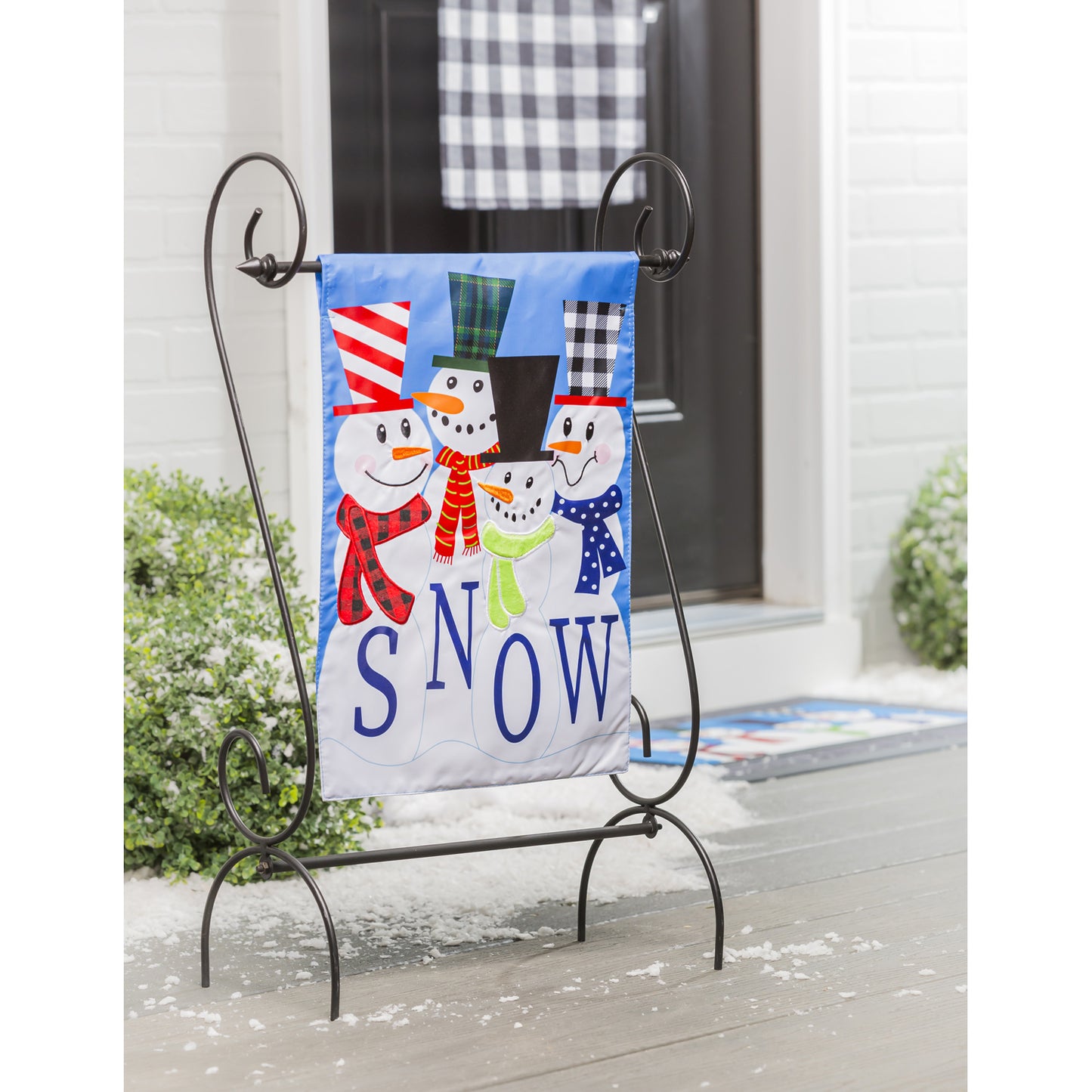 Snow Friends Applique Garden Flag; Polyester 12.5"x18"
