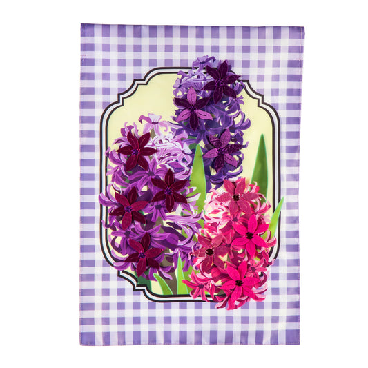 Spring Hyacinths Applique Garden Flag; Polyester 12.5"x18"