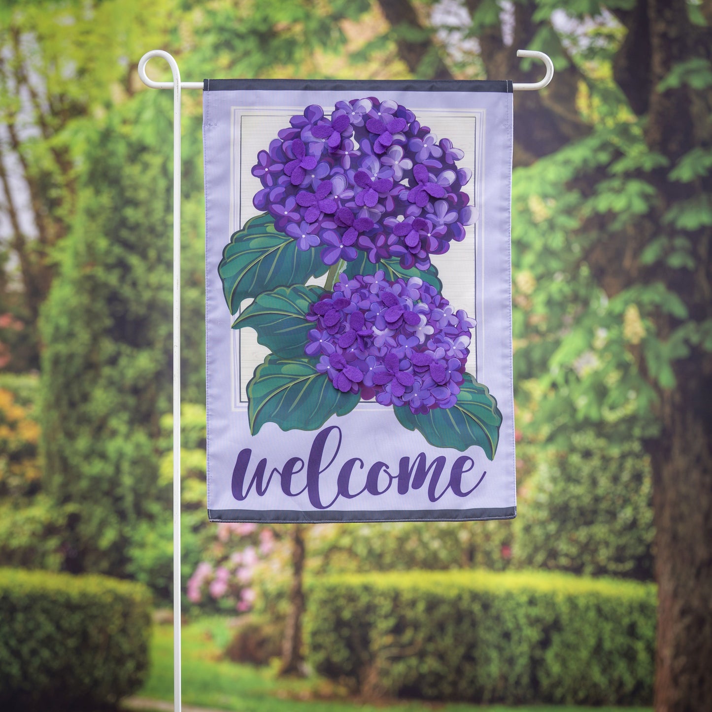 Hydrangea Welcome Garden Flag