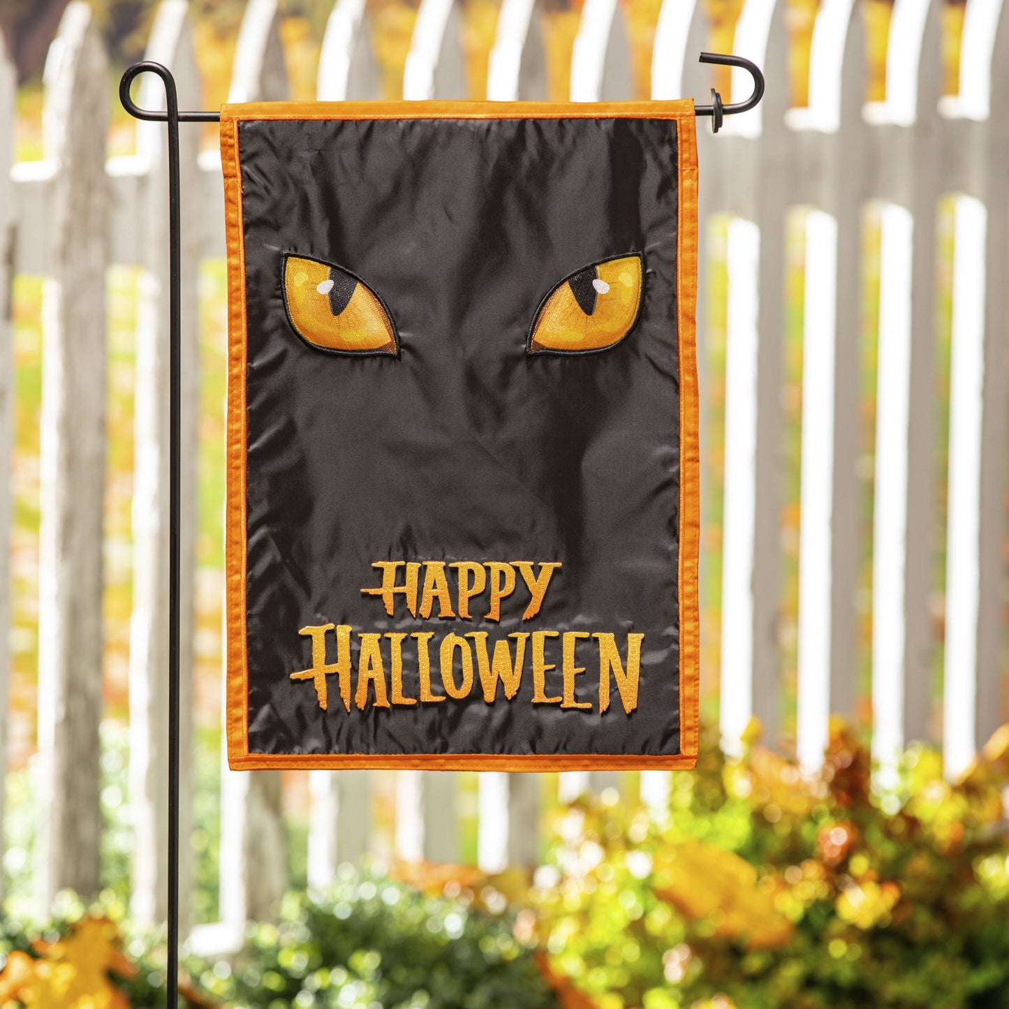Halloween Eyes Friend Printed/Applique Garden Flag; Polyester 12.5"x18"
