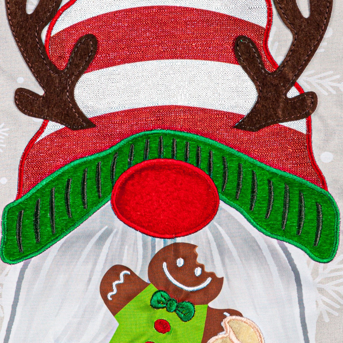 Holiday Gnome Applique Garden Flag; Polyester 12.5"x18"