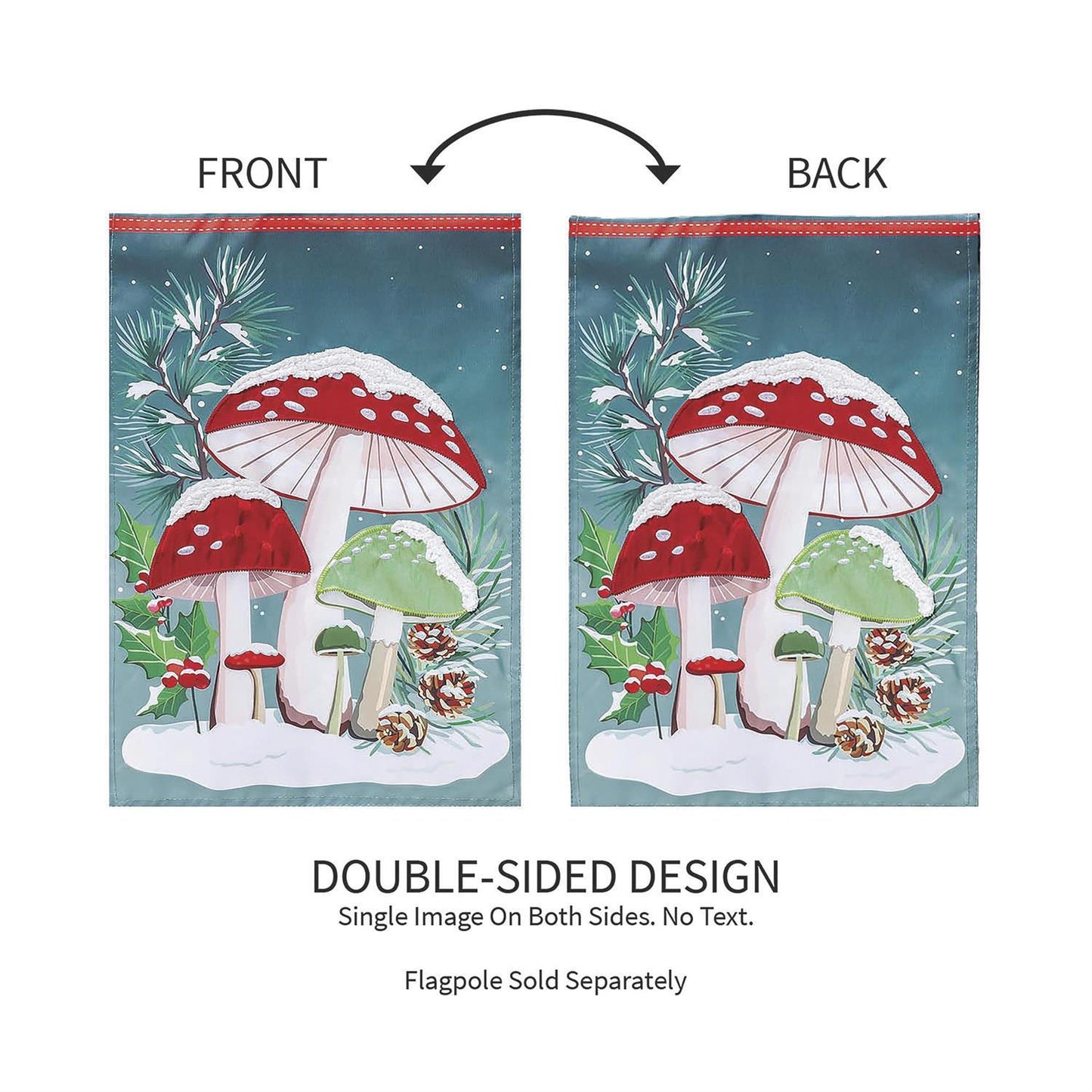 Woodland Winter Mushroom Garden Flag; Polyester