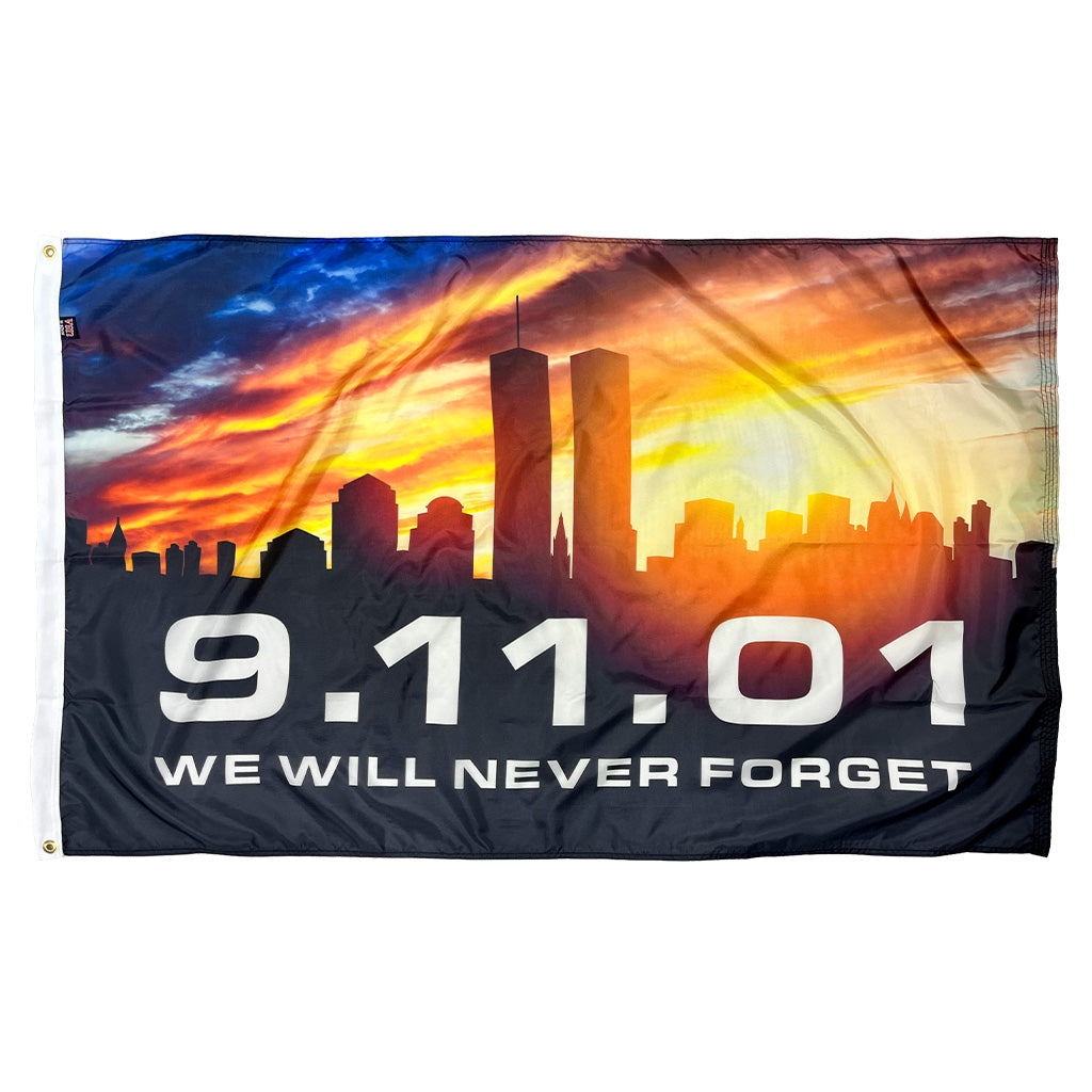 3x5 9.11.01 Twin Towers Sunset Outdoor Flag