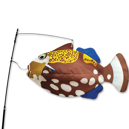 Clown Triggerfish Swimming Fish to include fiberglass hardware & pole; Polyester 25"x13.5"