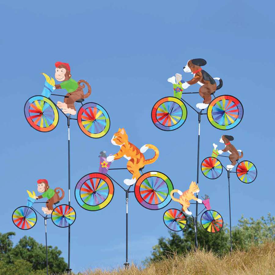 Puppy Bicycle Yard Art Spinner