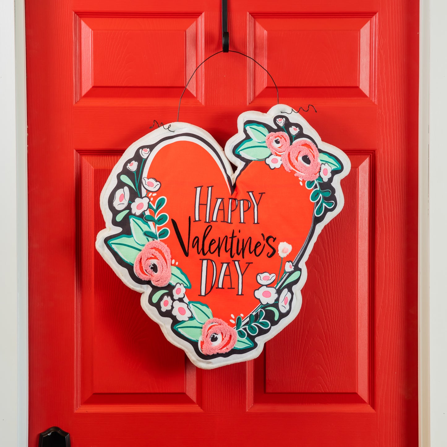 Happy Valentine's Day Heart Estate Door Hanger; Polyester 25"Lx22"W, 28" overall