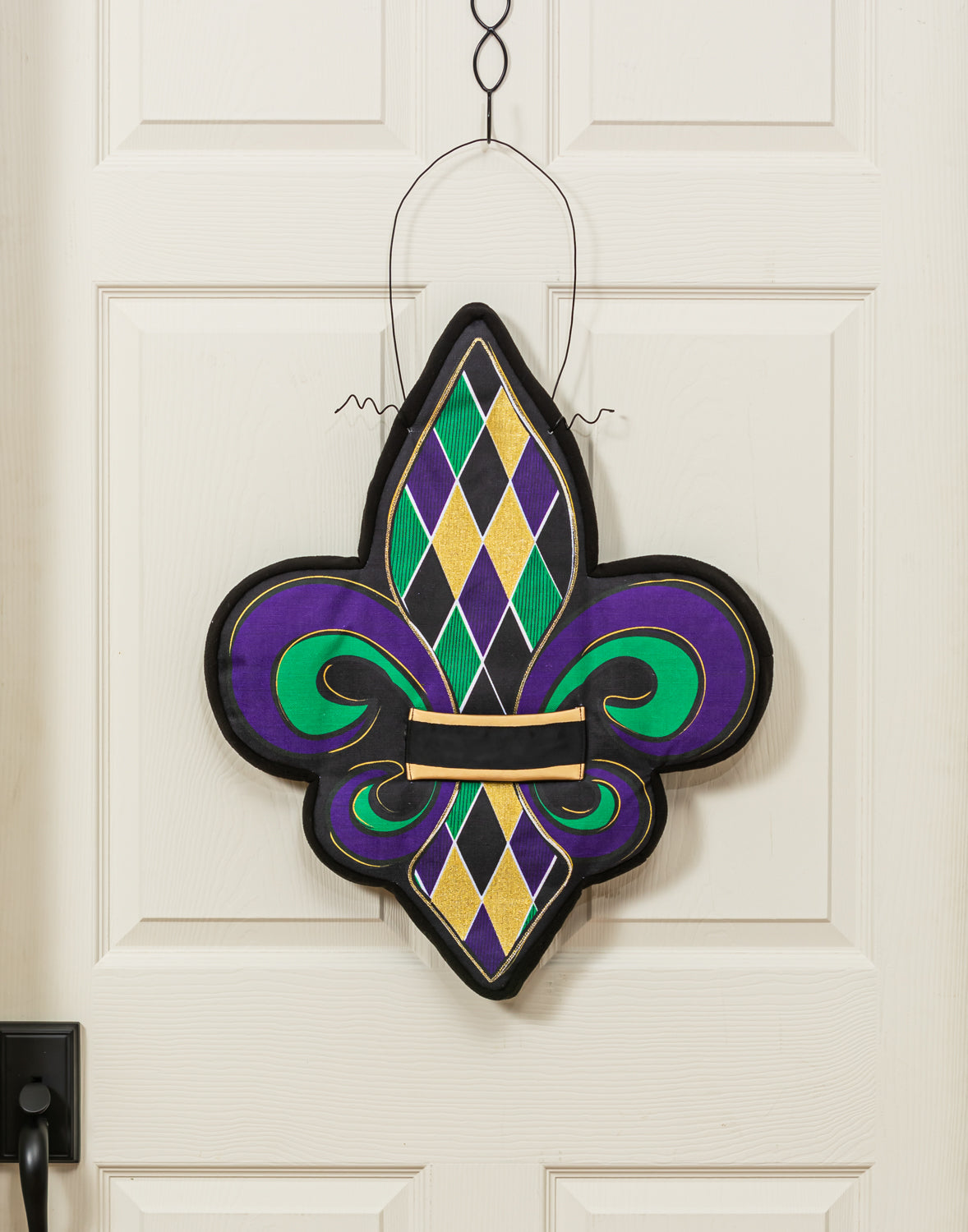 Fleur de Lis Estate Door Hanger; Polyester 26"Lx20"W, 31" overall