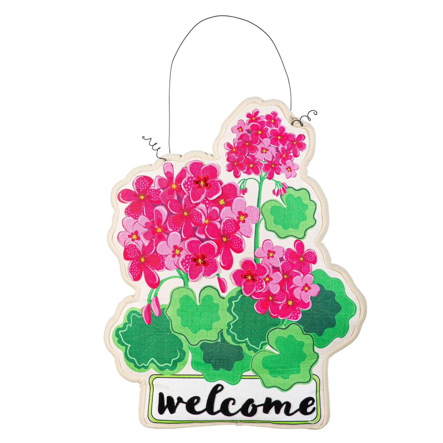 Pink Geranium Welcome Friends Estate Door Decor