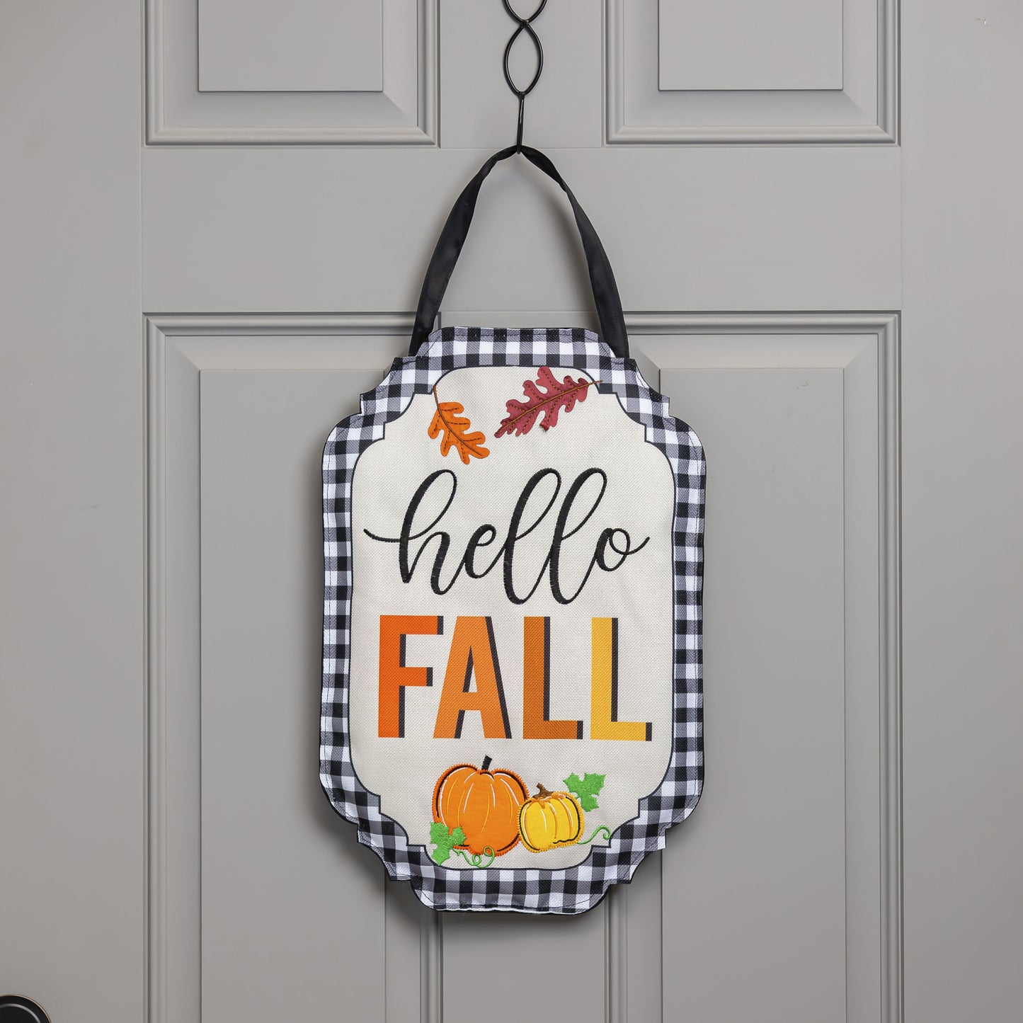 Hello Fall Door Hanger; Burlap 17"Lx11.5"W
