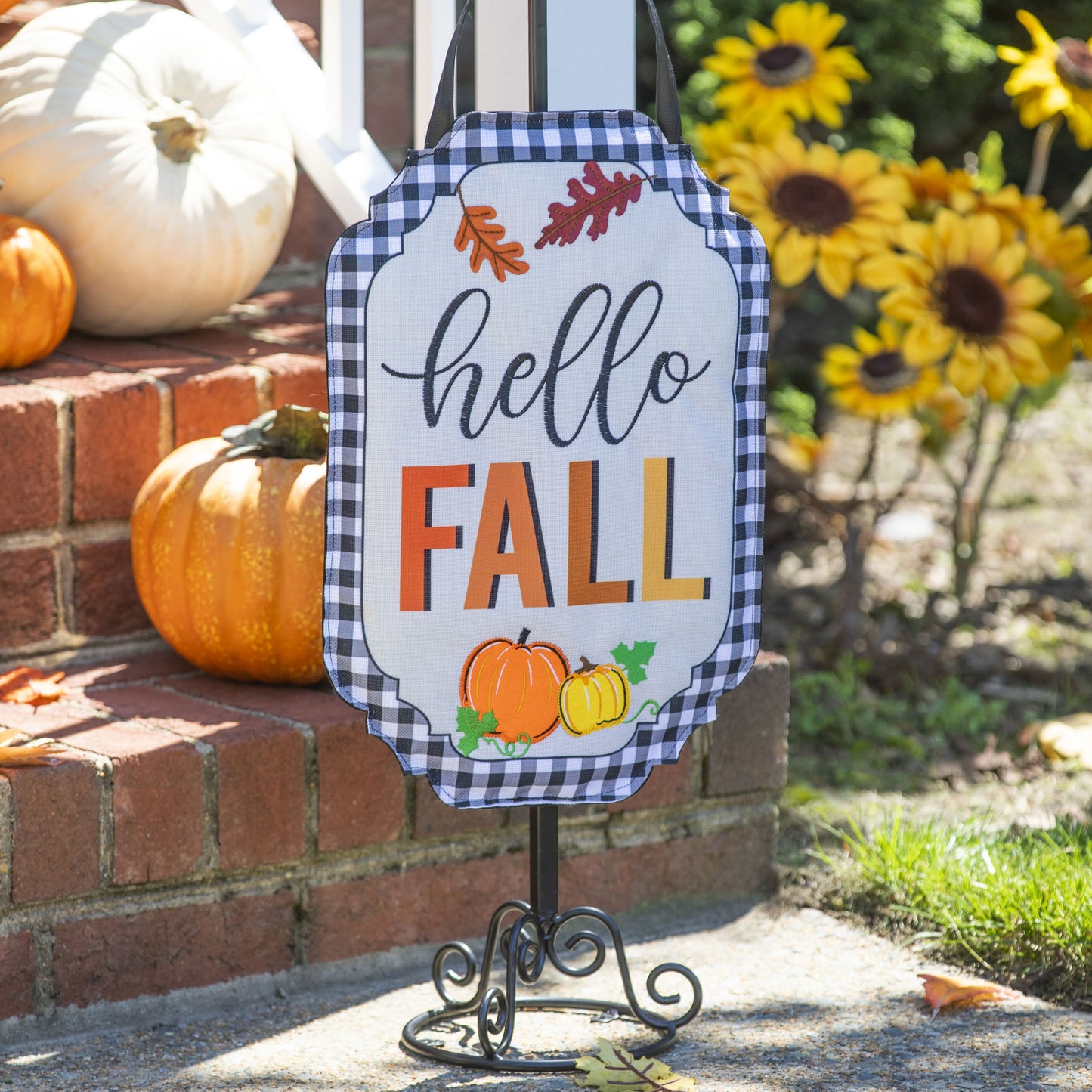 Hello Fall Door Hanger; Burlap 17"Lx11.5"W