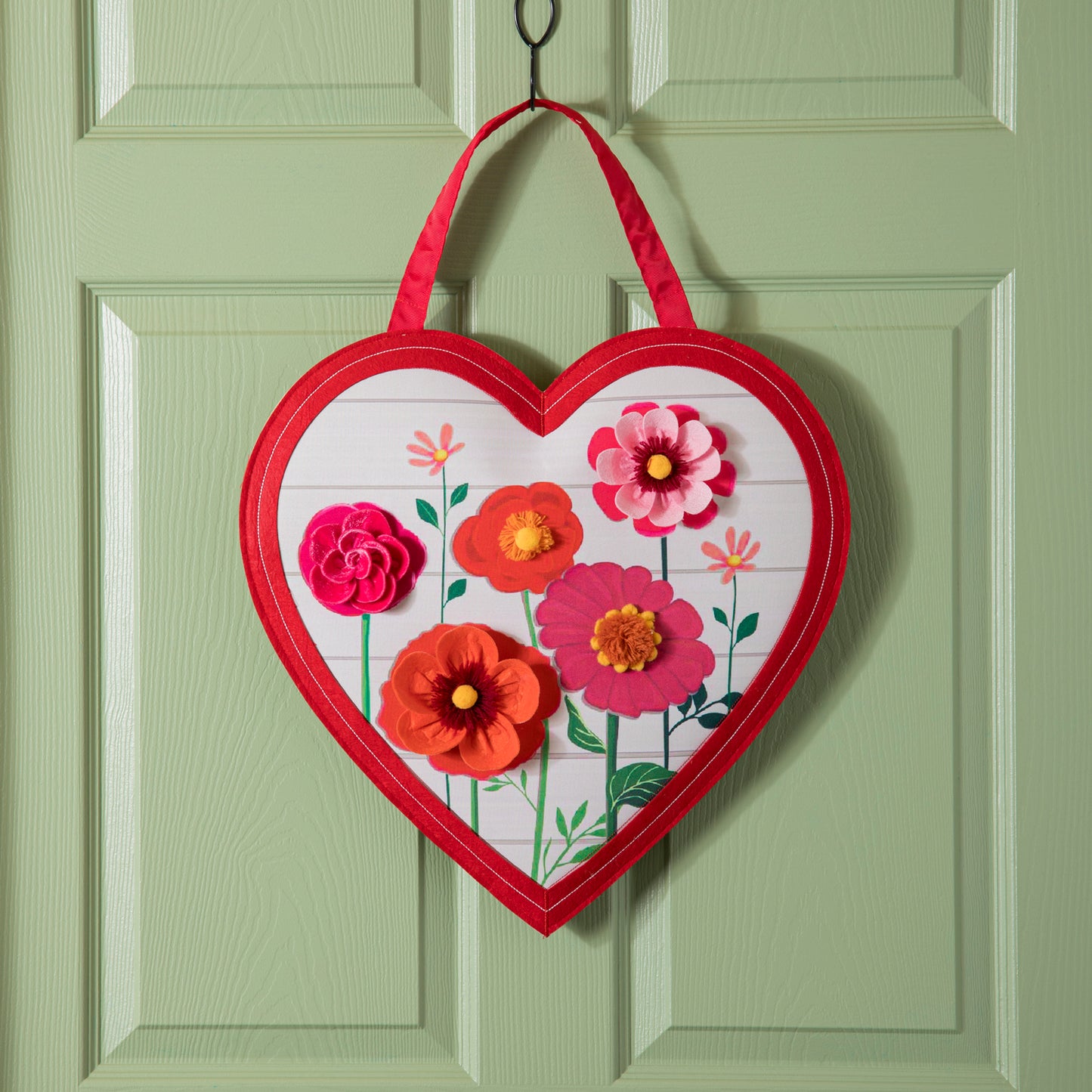 Heart of Flowers Door Hanger; Burlap 18"Lx18"W