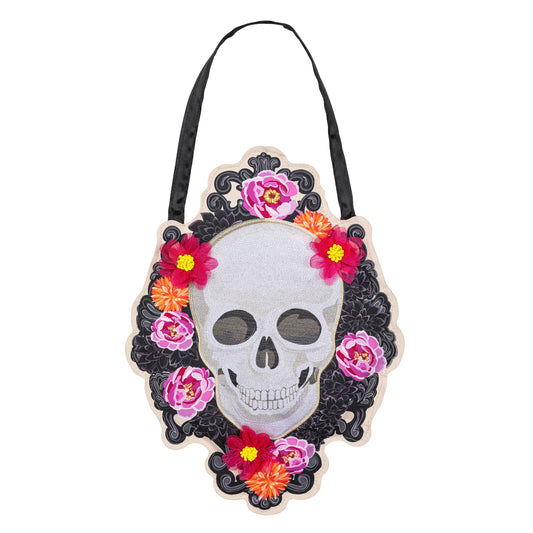 Happy Skull Floral Door Decor Hanger