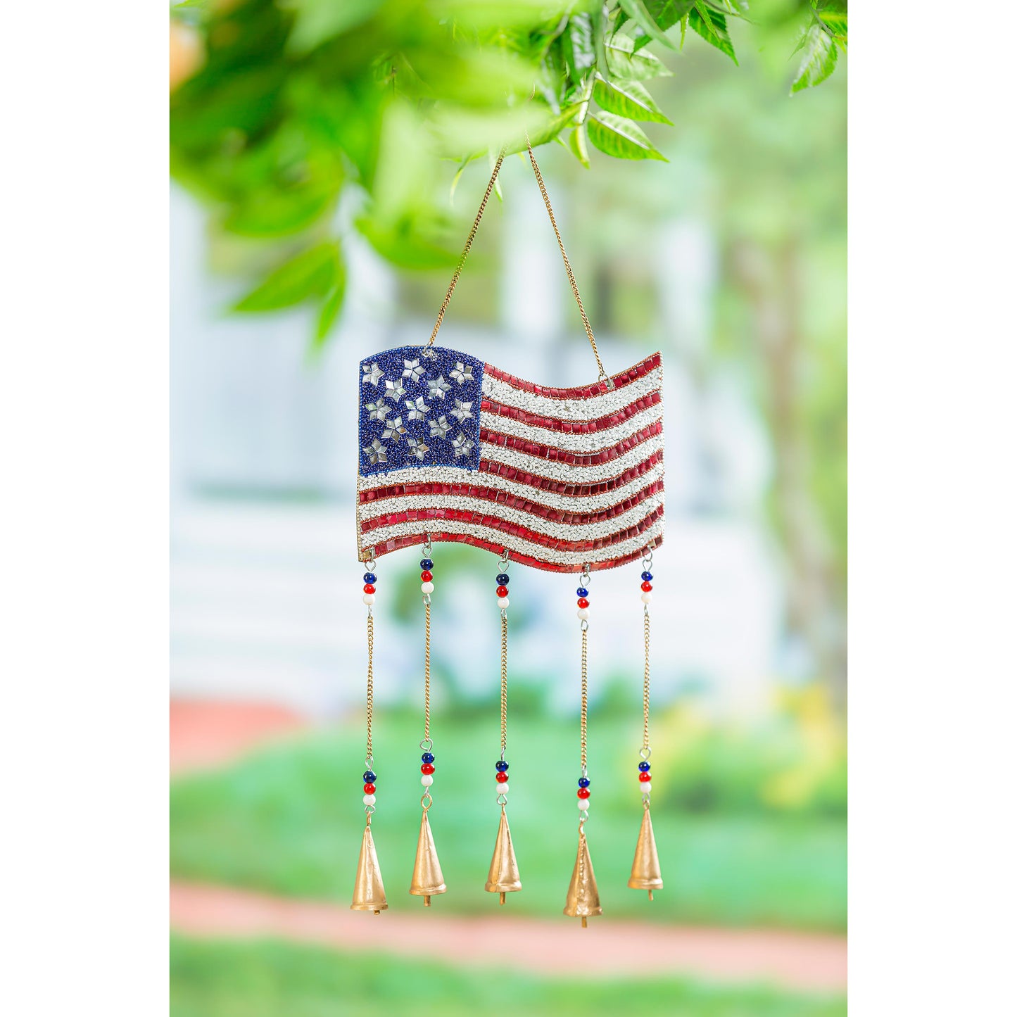 American Flag Beaded Wind Chime