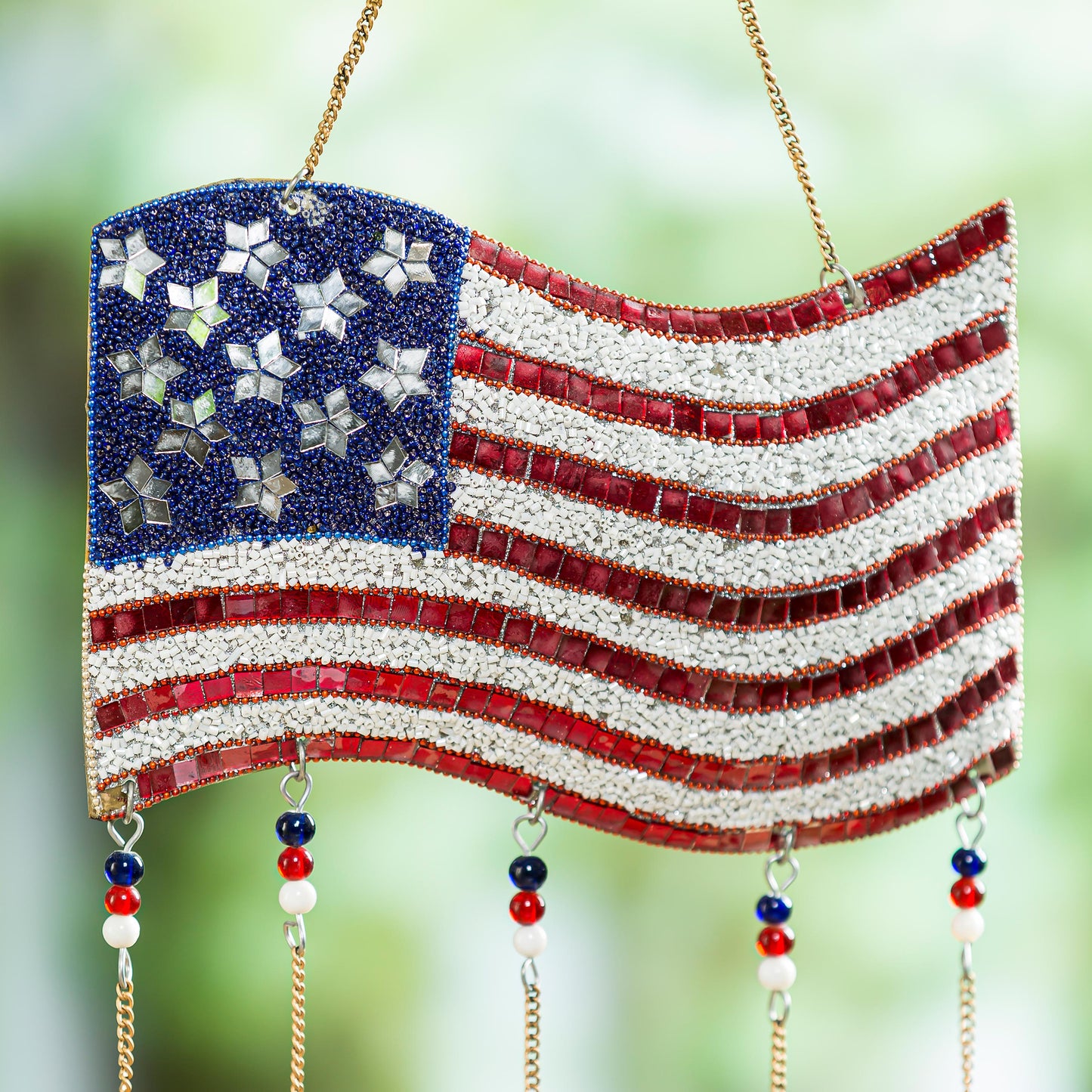 American Flag Beaded Wind Chime