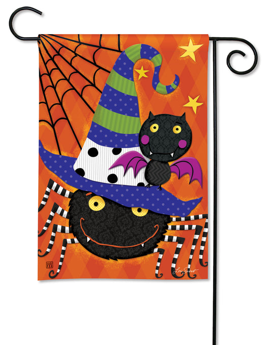 Spiders & Bats Printed Garden Flag; Polyester 12.5"x18"