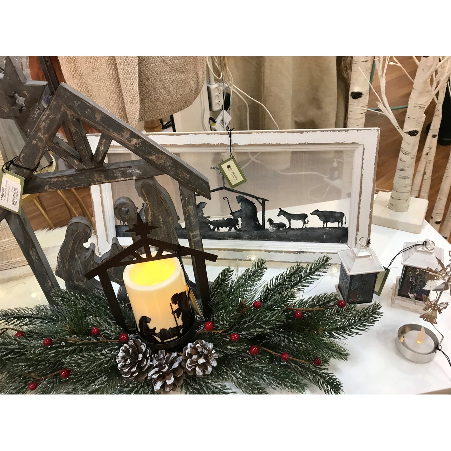 Nativity Scene Wood Framed Picture
