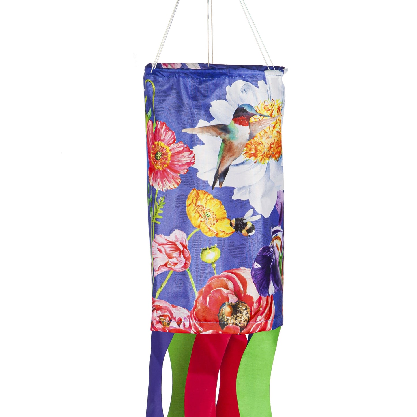 English Garden Florals Windsock; Polyester 7"ODx38"L