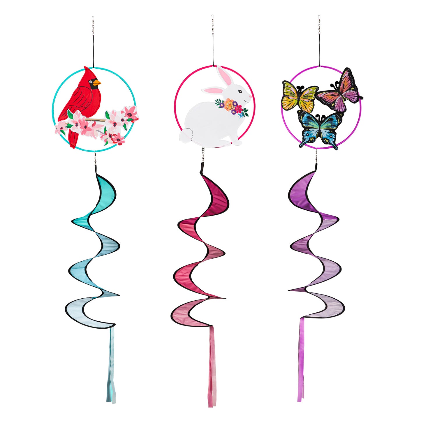 Spring Cardinal Wind Spinner Windsock; Polyester 12"ODx51"L
