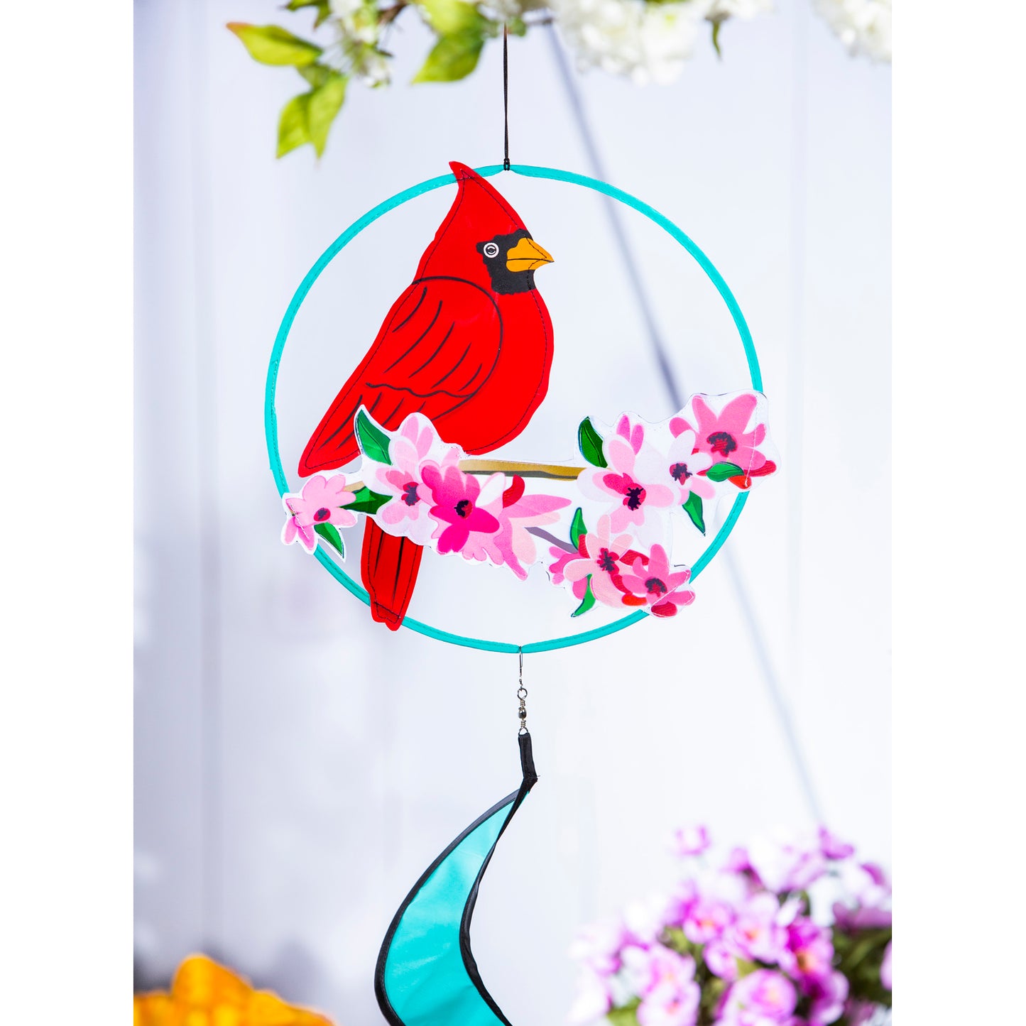 Spring Cardinal Wind Spinner Windsock; Polyester 12"ODx51"L