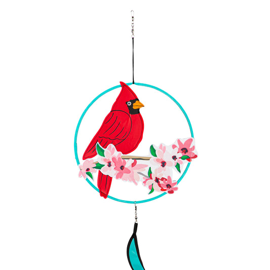 Spring Cardinal Wind Spinner Windsock; Polyester