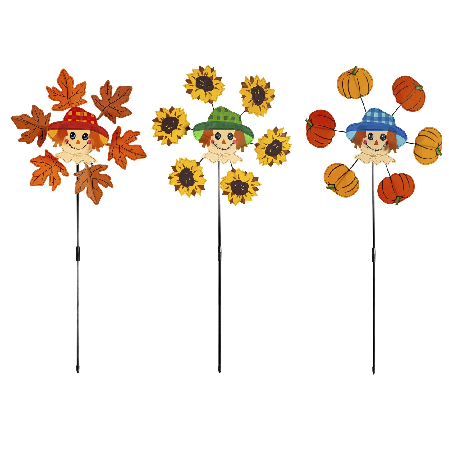 Scarecrow Leaves Pinwheel Spinner; 18"ODx40"T