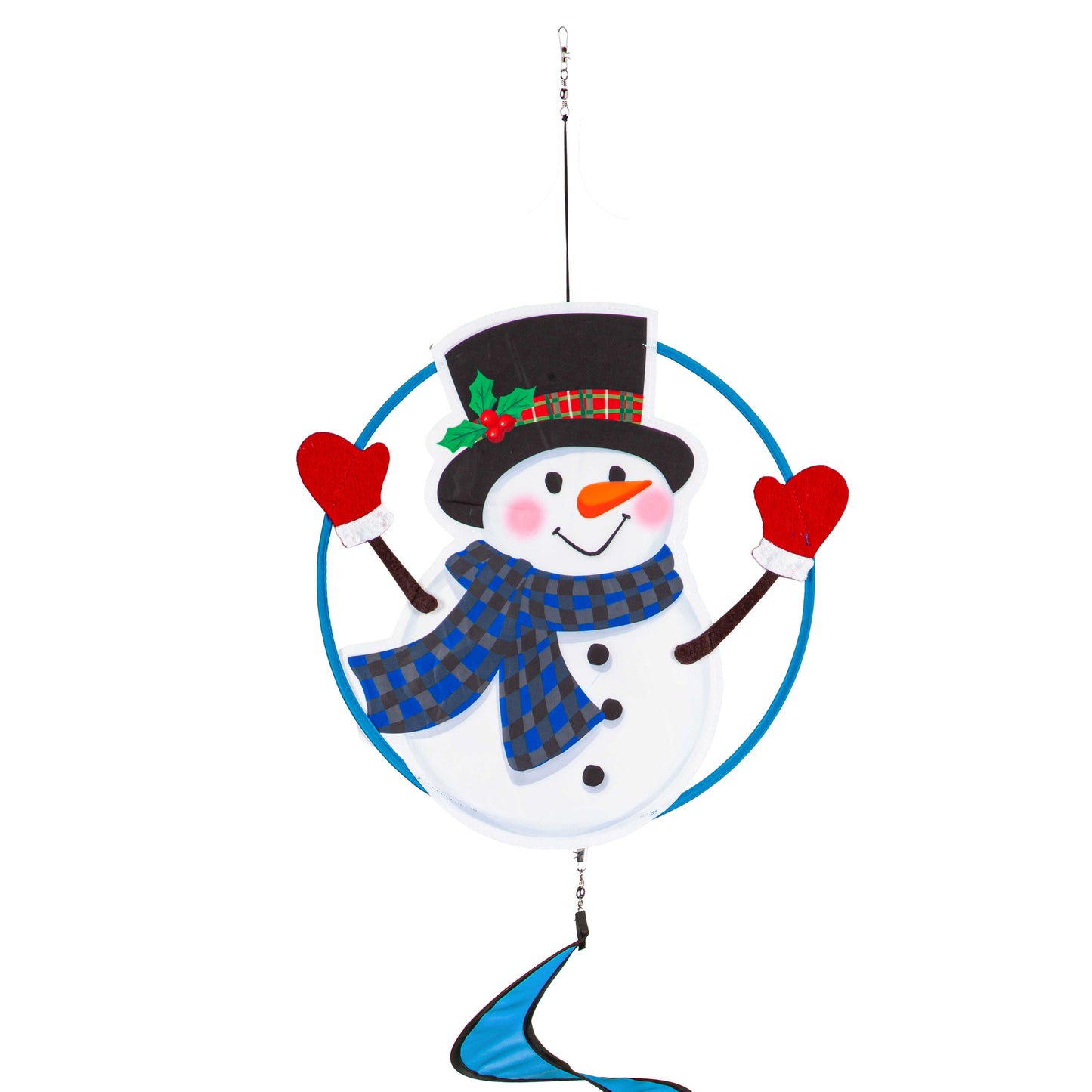 Winter Snowman Wind Spinner Windsock; Polyester 12"ODx51"L