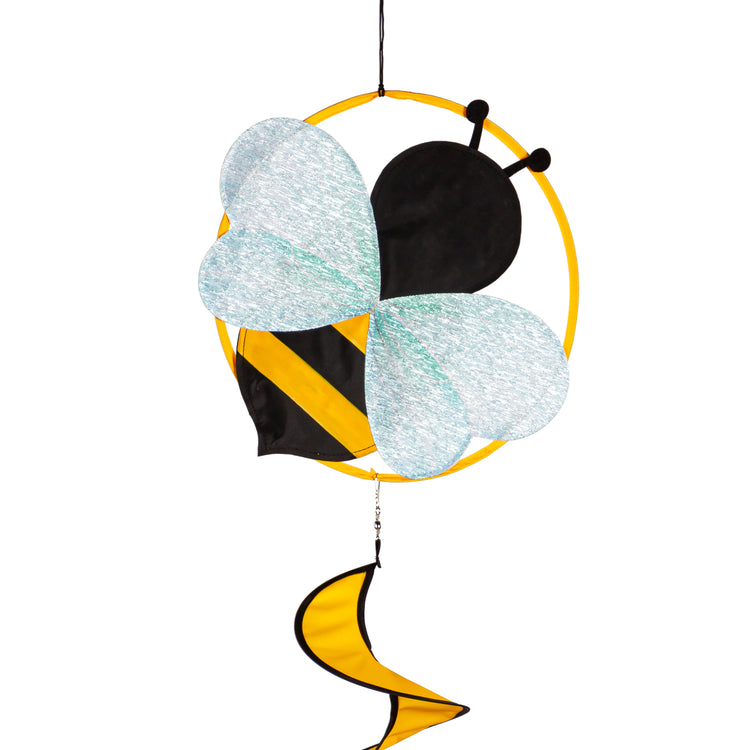 Garden Friends Buzzing Bee Wind Spinner Windsock; Polyester 13"ODx52"L