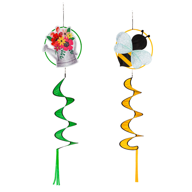 Garden Friends Buzzing Bee Wind Spinner Windsock; Polyester 13"ODx52"L