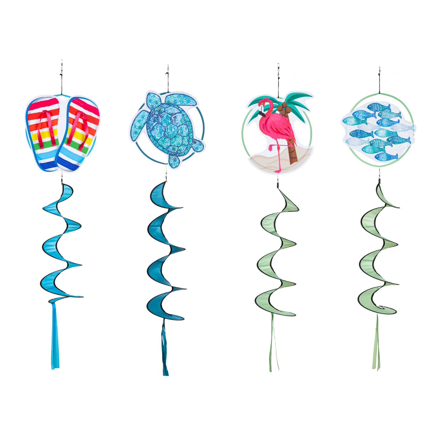 Coastal Flamingo Wind Spinner Windsock; Polyester 12"ODx51"L