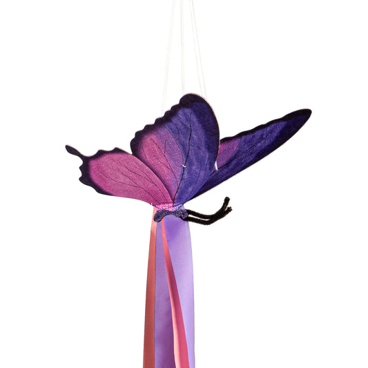 Butterfly Fabric Wind Spinner; Polyester 12"Wx40"L