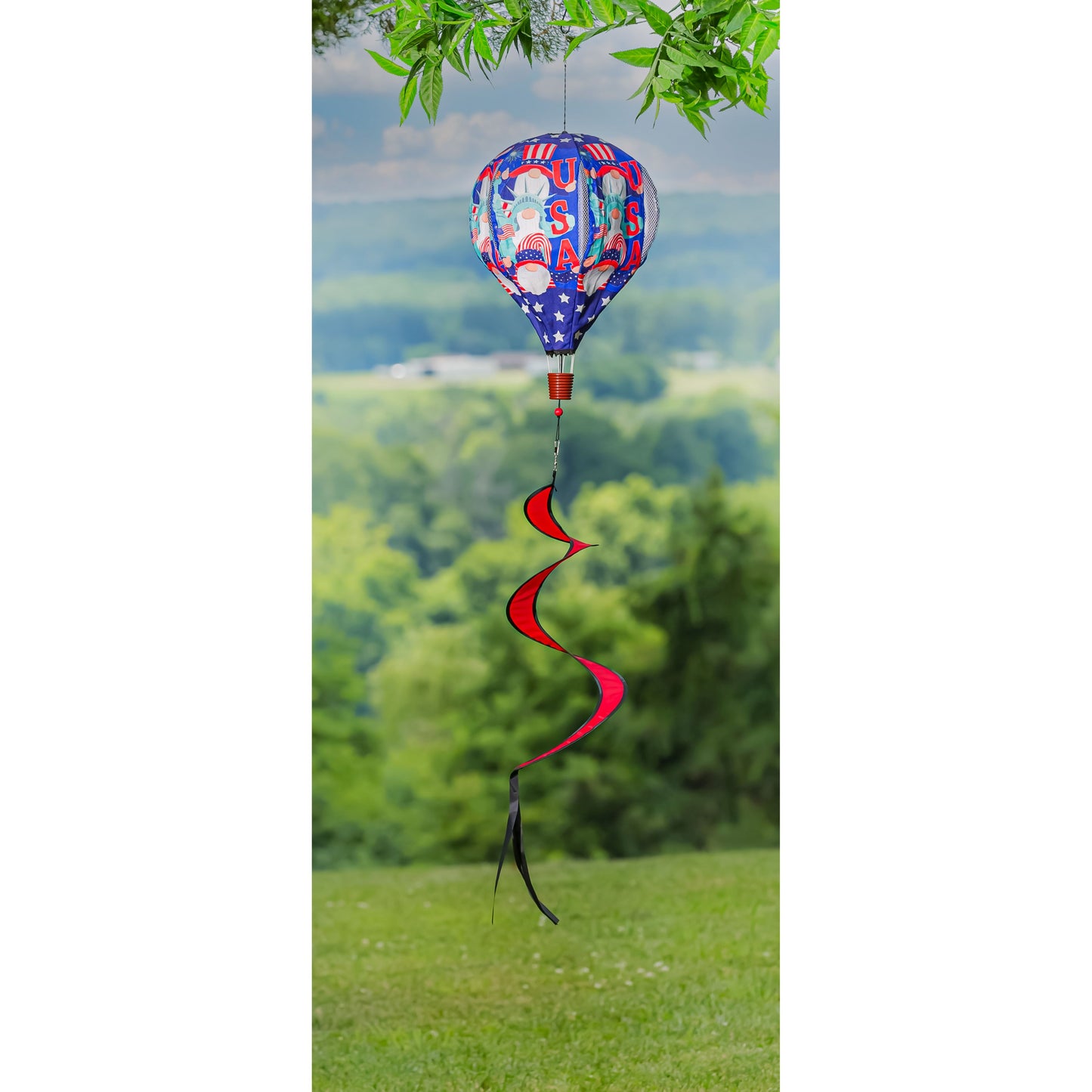 USA Gnomes Hot Air Balloon Spinner; 55"L x 15" Diameter